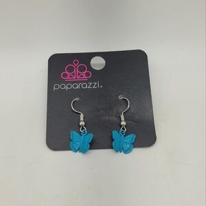 Paparazzi Blue Butterfly Earrings – Lightweight Metal Statement Dangle Jewelry